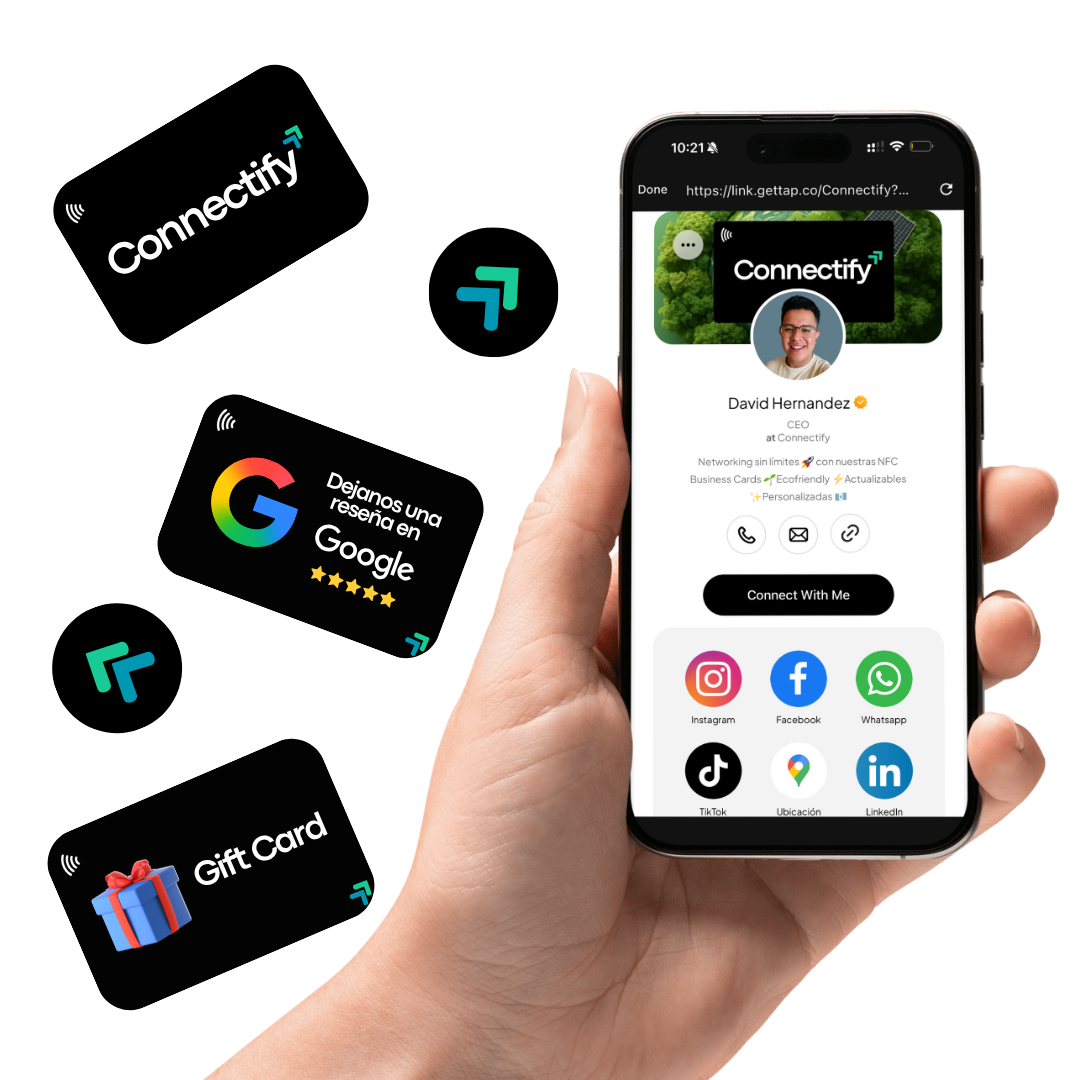 Tarjeta digital Connectify sobre un smartphone